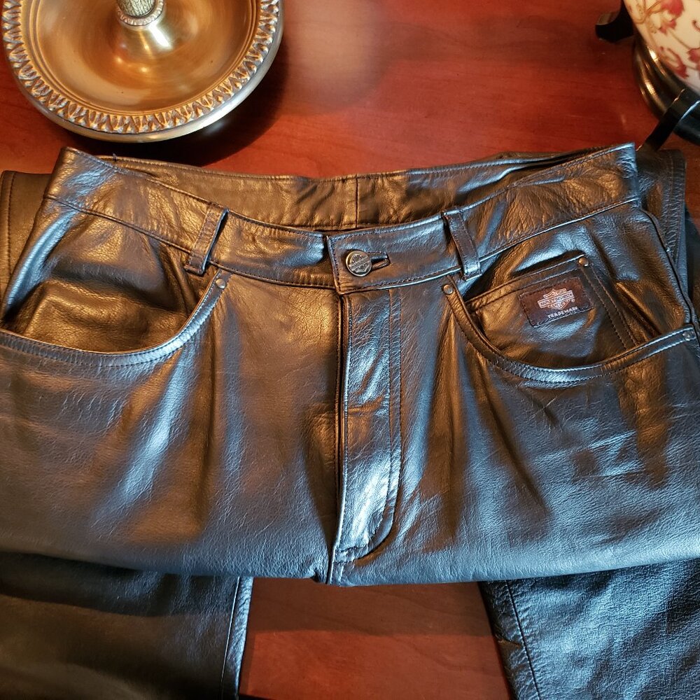 Vintage Harley-Davidson Black Leather Pants Excellent Condition Circa 1999